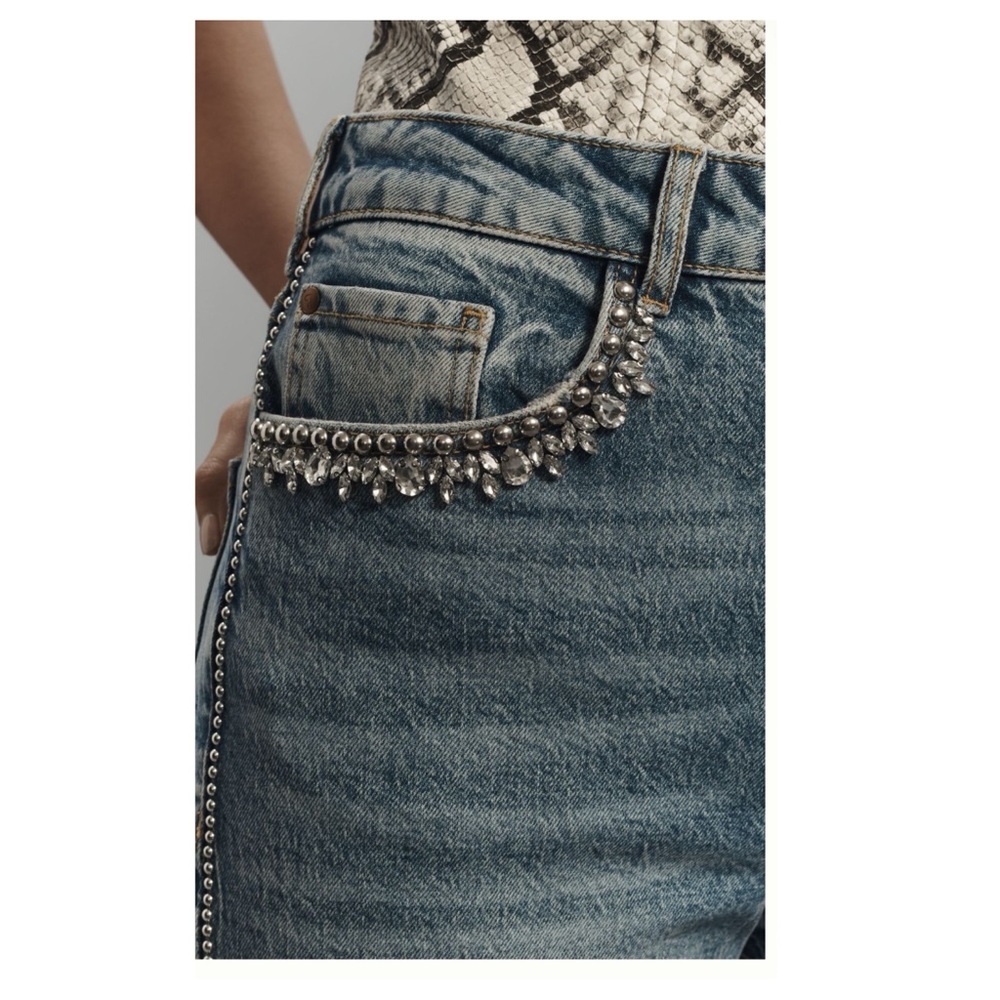 Anthropologie Pilcro Embellished The Austyn High-Rise Wide-Leg Jeans Size 26 NWT